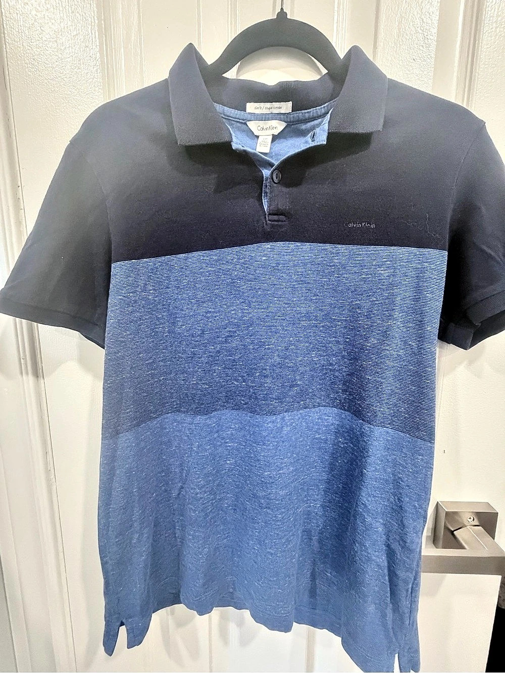 Calvin Klein Color Block Polo in Blue Size Small